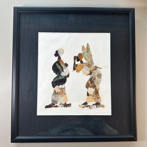 VTG South African Framed Hand‎ Crafted Butterfly Art Women Carrying Mother